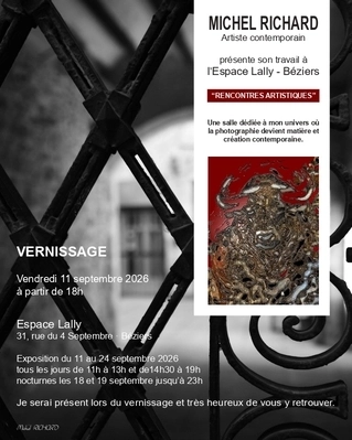 Rencontres artistiques à l’Espace Lally à Béziers – Vernissage le 11 septembre 2026